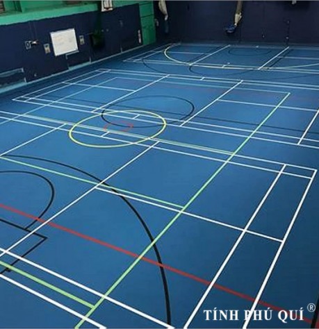 Sơn sàn thể thao - pickleball với 2 lớp sơn cao su DecoTurf USA trên nền nhựa